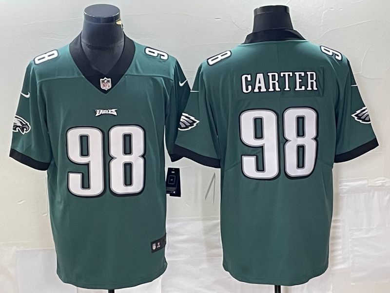 Men Philadelphia Eagles #98 Carter Green Nike Vapor Limited NFL Jersey style 1